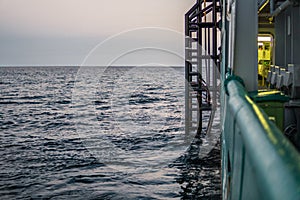 View from ship or vessel deck to open sea - heavy duty work at sea