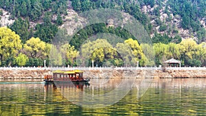 view of ship in Yi river and green East Hill