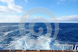 view of the ships wake from cruise ship deck