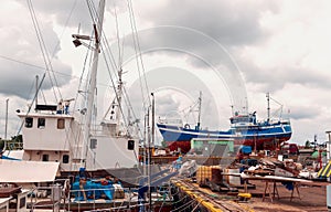 .View of the shipyards and the port in DarÅ‚owo