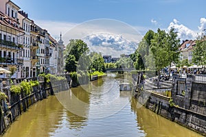 A view from the Shoemakers bridge up the River Ljubljanica in Ljubljana