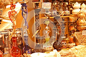 View of the shops of different products in the Grand Bazaar, in Istanbul Turkey