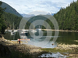 A view from the shore in Roscoe Bay, in Desolation Sound, Britis