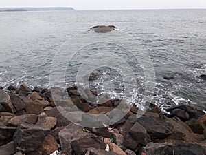 View from shore at Vengurle beach, India