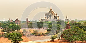 View from the Shwesandaw pagoda. Panorama