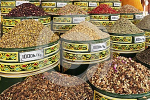 View of sices barrels in a shop in Marrakech