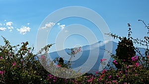View of the Sicilian volcano on a bright sunny day photo