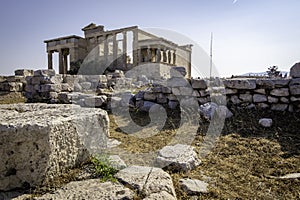 View from one side of the Erechtheon at the Acropolis of Athens, Athens, Greece