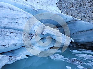 View of side of glacier at wedgemount lake