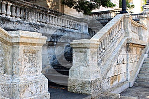 View of the side stone staircase leading to the main building of the University of Havana. Cuba