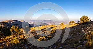 View from the Sierra Espuna in the Murcia region to the northeast at sunset. photo