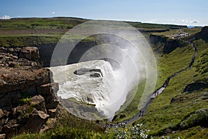 View of the sightseeing spot near Gullfoss (Golden falls) waterfall, Iceland