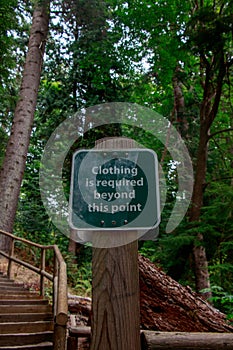 View of sign Clothing is required beyond this point on the way to the Wreck Beach