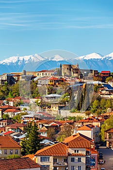 View of Signagi and Alazani Valley on the sunset