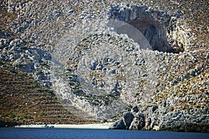 View of Sikati cave, Kalymnos, Greece