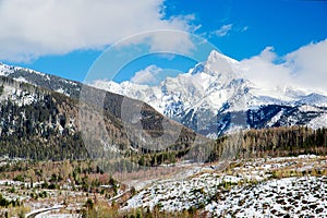 Tichá dolina a vrch Kriváň v zimě, Vysoké Tatry, Slovensko