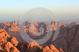 View of the Sinai mountains at dawn