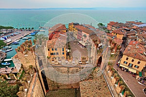 View on Sirmione and Lake Garda from castle.
