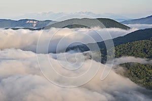 View from Sivec mountain at Slovakia with High Tatras on horizon