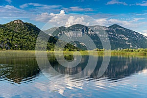 View from the Skadar Lake Mountain with reflection