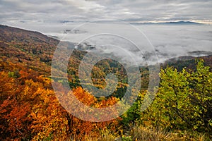 View from Skalka mountain at Kremnicke Vrchy mountains