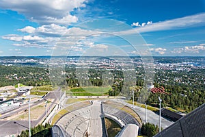 View from ski jumping arena in Oslo Norway