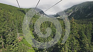 View from ski-lift cable car in Tatra mountains