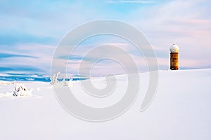 View of ski resort Hafjell in Norway with weather station