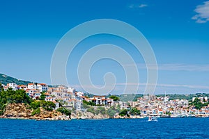 View of Skiathos town and harbour