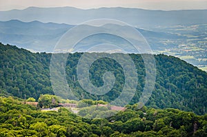 View of Skyland Resort and layers of the Blue Ridge Mountains, f