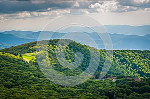 View of Skyland Resort and layers of the Blue Ridge Mountains, f