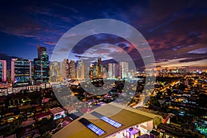 View of the skyline of Makati at night, in Metro Manila, The Phi