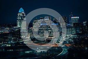 View of the skyline at night, Cincinnati, Ohio