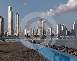 View of the skyscraper silhouette of Panama City