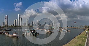 View of the skyscraper silhouette of Panama City