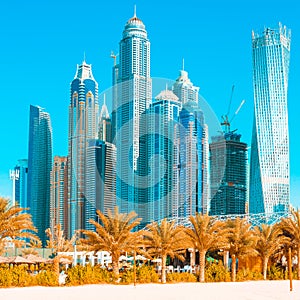 View of skyscrapers and jumeirah beach