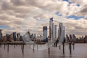 View on the skyscrapers of Manhattan New York and the Hudson river in winter from Weehawken - 3