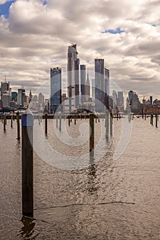 View on the skyscrapers of Manhattan New York and the Hudson river in winter from Weehawken - 6