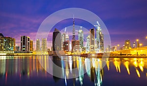 View on skyscrapers in modern center of Dubai,Dubai,United Arab Emirates