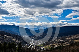 View of Slanic Moldova seen from above from the nearest village