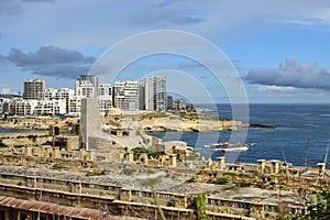 A view of Sliema from Fort St Elmo in Valletta, Malta