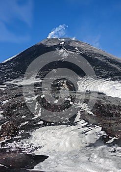 View of the slope of an active volcano on the Kamchatka peninsula