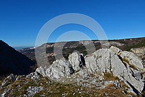 View of slopes of Val Rosandra or Glinscica valley photo