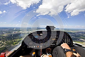 View from small aircraft taking off from runway