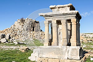 The Small Altar and Tower of Claudius, Roman ruins, Faqra, Lebanon photo