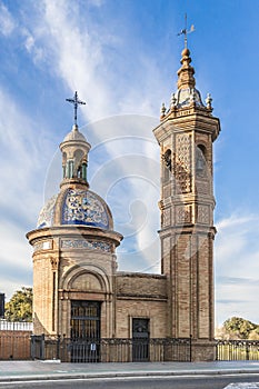 View of a small church with its dome with colorful tiles with an incredible decoration