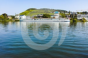 View on small German town located in Mosel river valley, quality wine regio in Germany