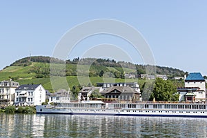 View on small German town located in Mosel river valley, quality wine regio in Germany