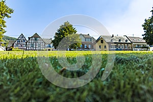 View on small German town located in Mosel river valley, quality wine regio in Germany