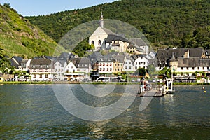 View on small German town located in Mosel river valley, quality wine regio in Germany